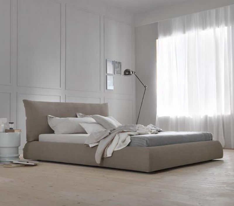 Polsterbett - auch mit Bettkasten "Pillow" Baumwollbezug (graubeige)