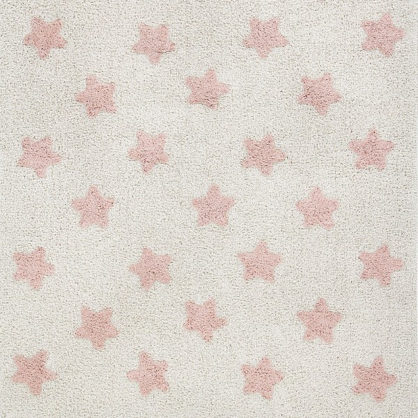 Baumwollteppich "Stars" in beige und rosa
