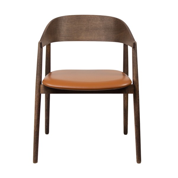 Designer Stuhl "AC2" mit runder Rückenlehne Eiche geräuchert