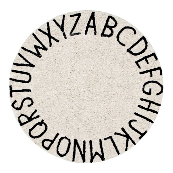 Runder Teppich "ABC" aus Baumwolle mit Alphabet