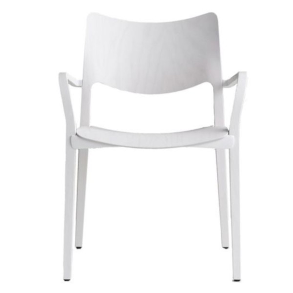 Stuhl "Laclasica" aus Esche weiß - mit Armlehnen