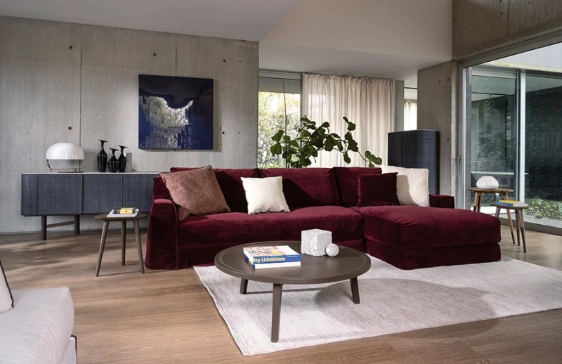 Italienische Luxusmöbel Wohnzimmermöbel Sofa weinrot | milanari.com