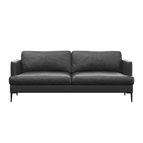 Designer 2-Sitzer Sofa "Copernico" aus Leder in schwarz