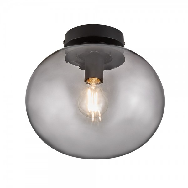 Schwarze Deckenlampe "Alon" aus Rauchglas und Metall