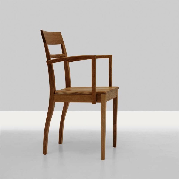 Designerstuhl "Blue Chair" von ZEITRAUM aus Nussbaum mit Armlehnen