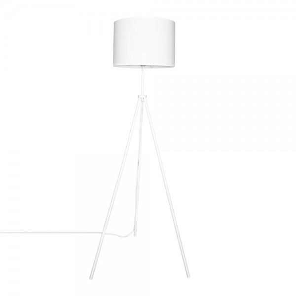 Weiße Stehlampe "Riana" aus Metall und Baumwolle
