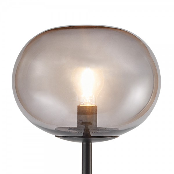 Metall-Stehlampe "Alon" in Rauchglas und Schwarz
