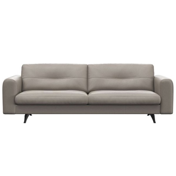 Designer 3-Sitzer Sofa "Glam" aus Leder in grau