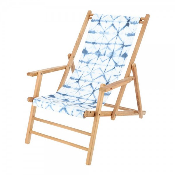 Liegestuhl "Maxx Seraya" mit Sitzfläche in trendigem Blau-Weiß Baltik Muster