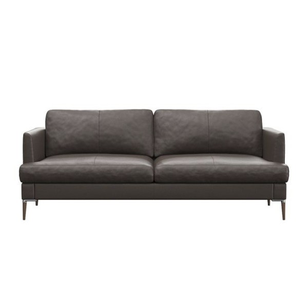 Designer 2-Sitzer Sofa "Copernico" aus Leder in dunkelbraun