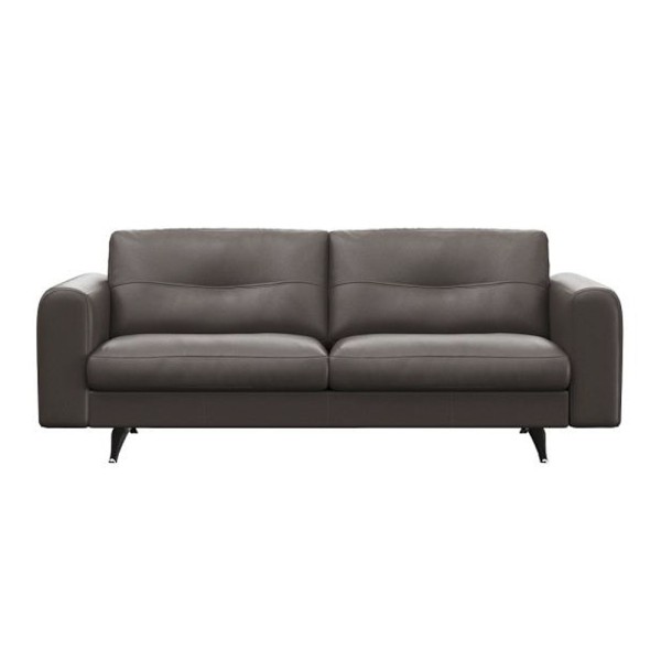Designer 2-Sitzer Sofa "Glam" aus Leder in dunkelbraun