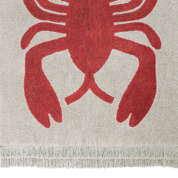 Baumwollteppich "Lobster" in beige und rot