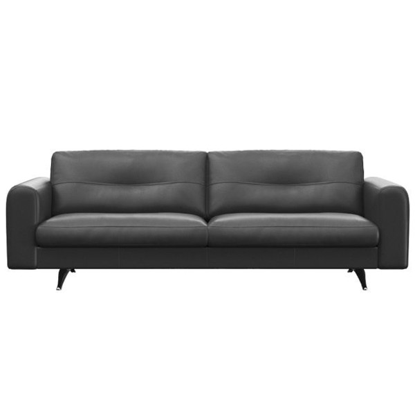Designer 3-Sitzer Sofa "Glam" aus Leder in schwarz