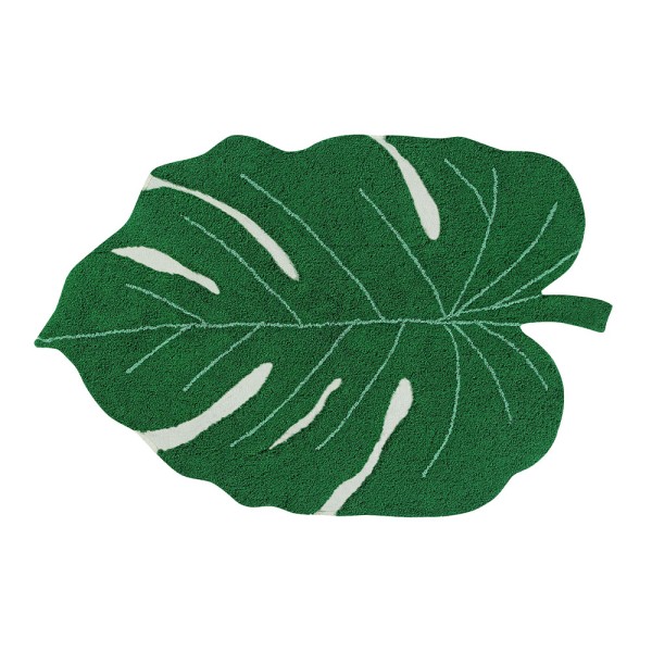 Baumwollteppich "Monstera" in grün Blattmotiv