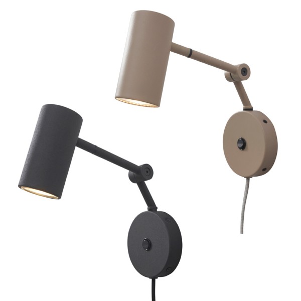Designer Wandleuchte Wandlampe mit Stecker schwarz beige