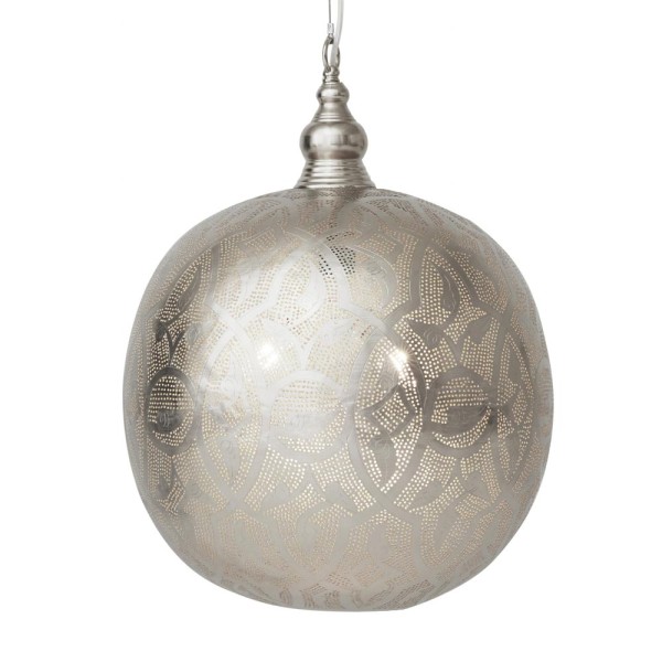 Designer Hängelampe Runde Orientlampe "Bol XL" aus Silber