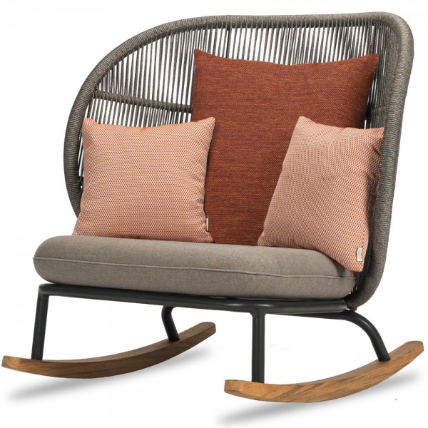 Moderner Schaukelstuhl "Kodo" mit grauem Sitzkissen