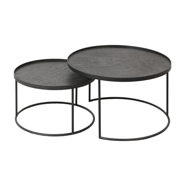 Ethnicraft Round Tray coffee table set