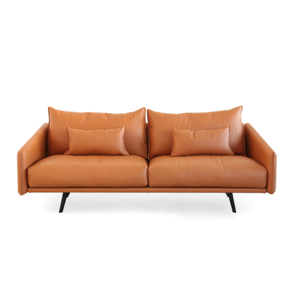 2 Sitzer Sofa "Costura" aus echtem Leder und Metall hergestellt