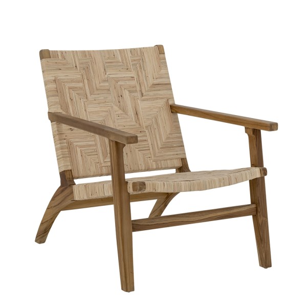 Loungesessel "Mill" aus Teakholz gefertigt mit Sitzfläche aus Rattan